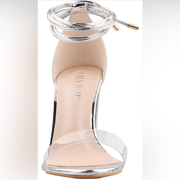 LALA IKAI Women’s Rhinestone High Heels Sandals Ankle Strappy Clear - Picture 5 of 13